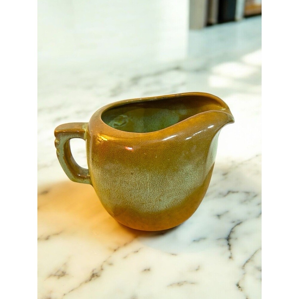 Vtg Frankoma Pottery Small Creamer Pitcher 5A Plainsman Prairie Green Brown